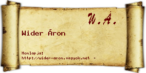 Wider Áron névjegykártya